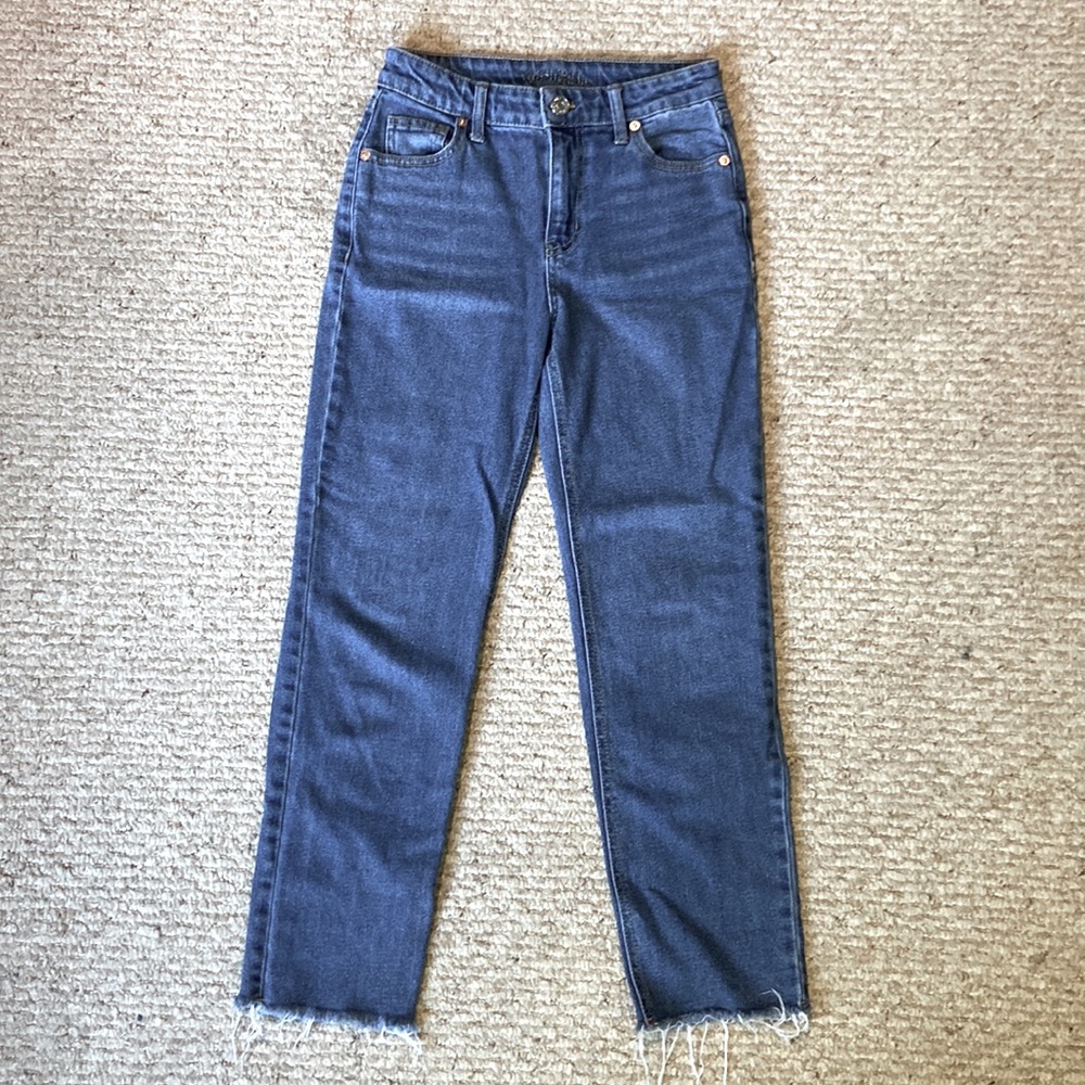 Distressed Hem Mom Jeans